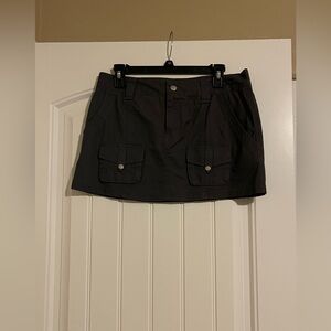 Dark Gray Mini Skirt with Pockets